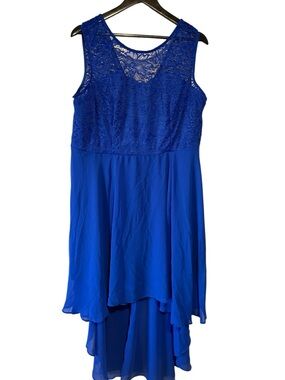 Blue Lace High-Low Party Dress. Size XXL.